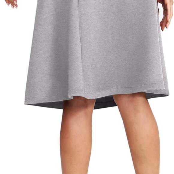 Women's Elastic High Waist A-Line Midi Skirt Stretchy Flared Office Knee Length - Picture 6 of 6